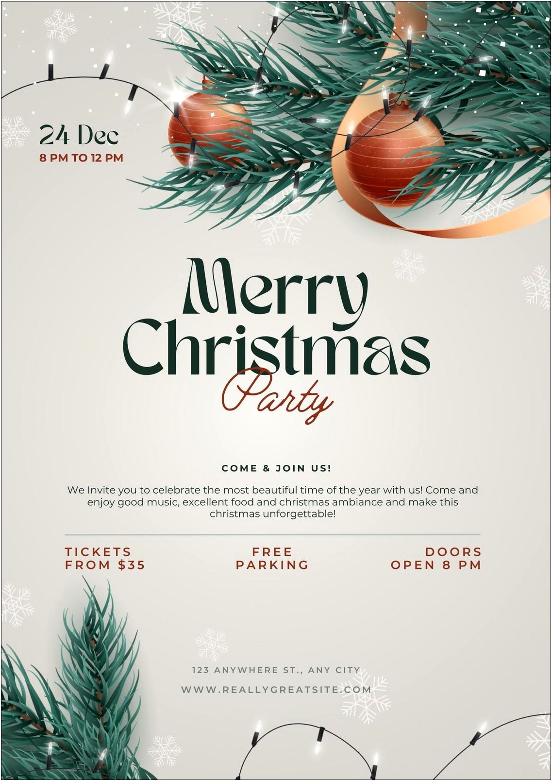Christmas Party Flyer Template Free Word