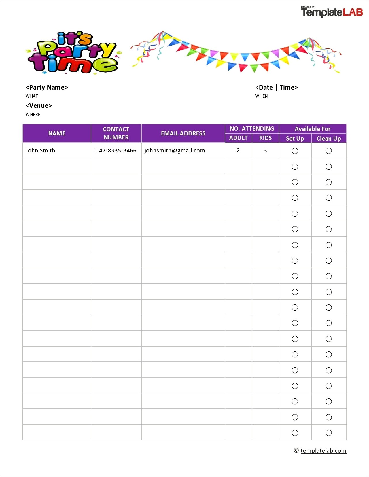 Christmas Party Sign Up Sheet Templates Free