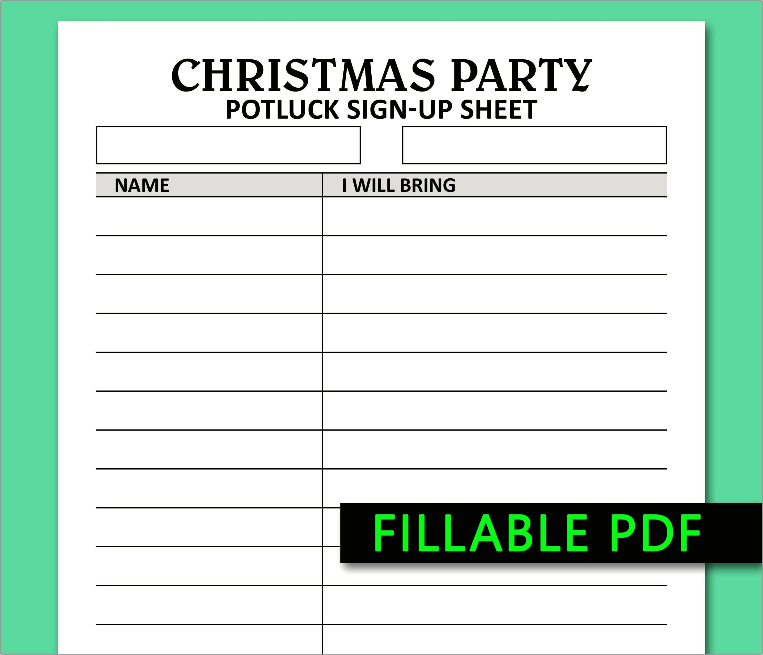 Christmas Sign Up Sheet Template Free