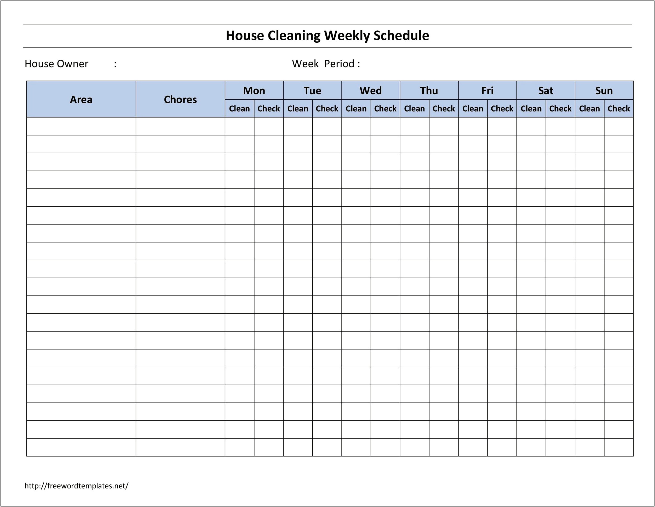 Cleaning Checklist By Room Free Template Job