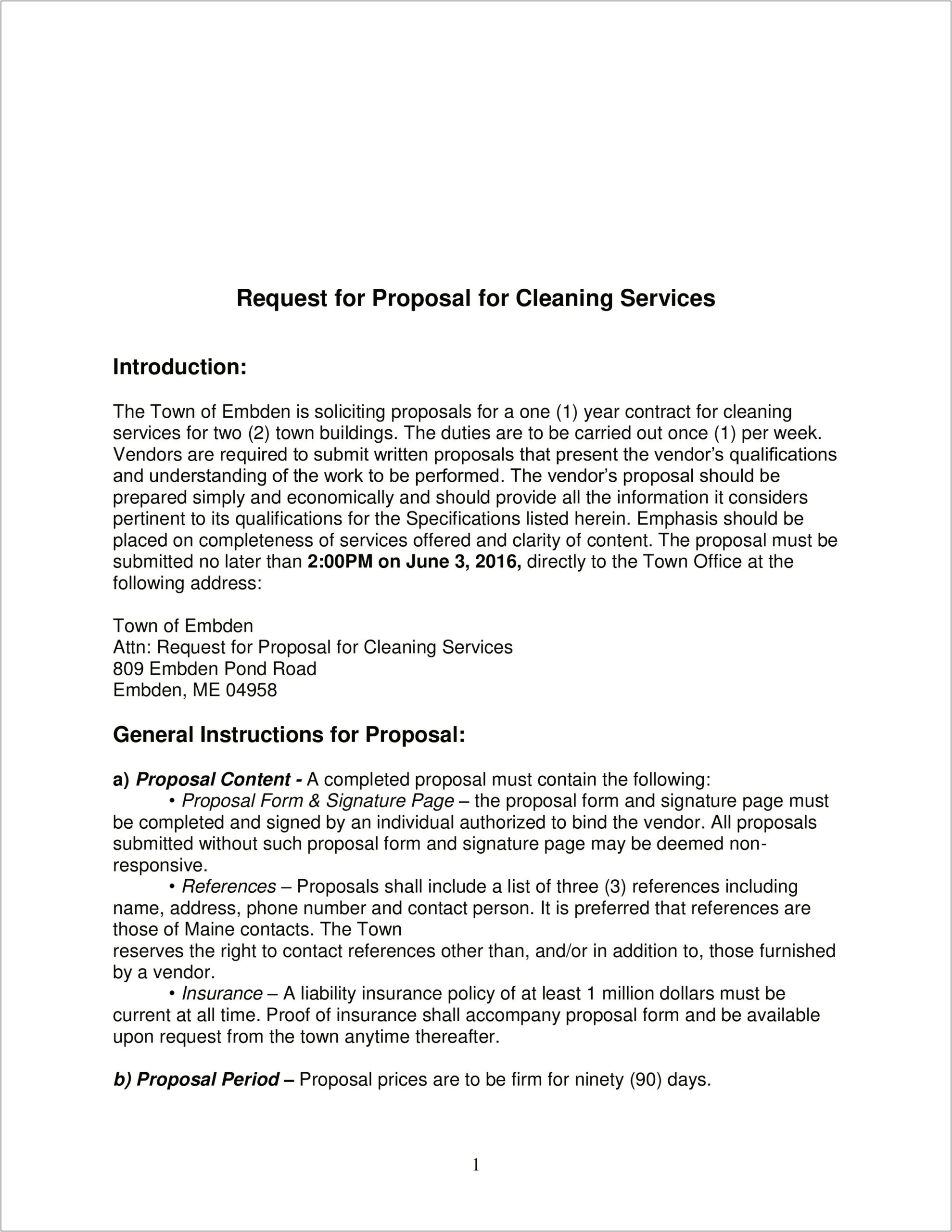 Cleaning Service Bid Proposal Templates For Free