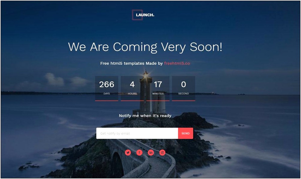 Coming Soon Page Html5 Template Free