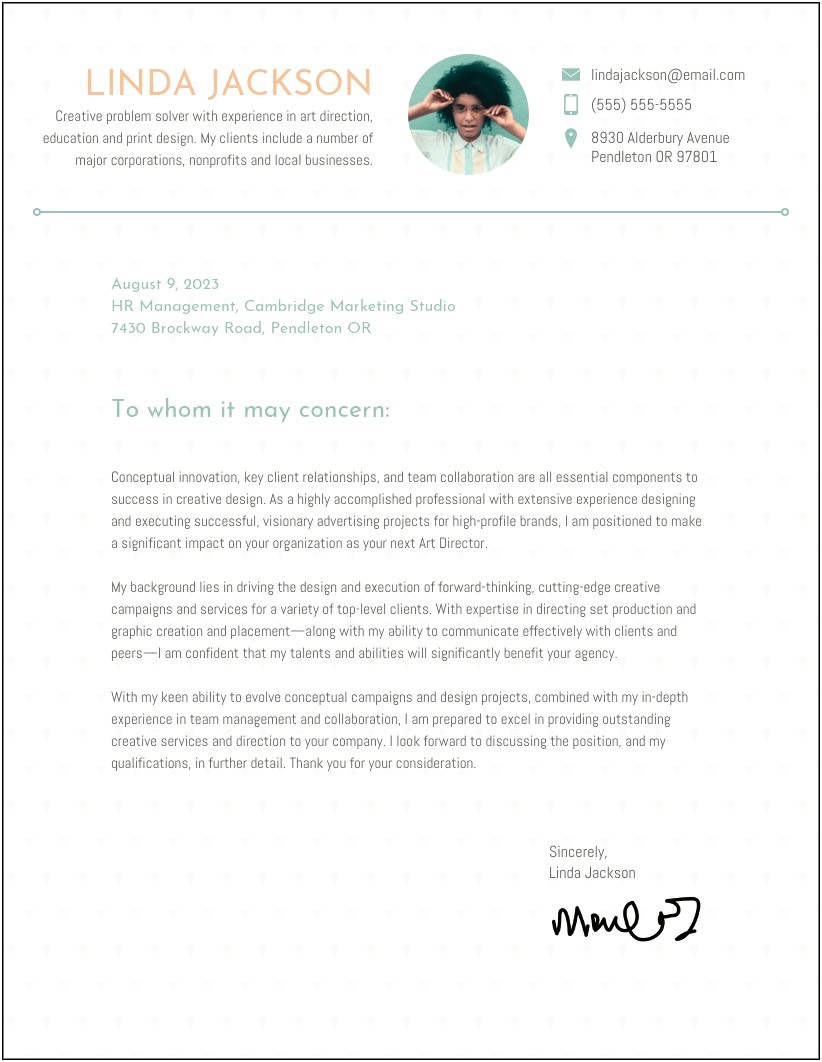 Commercial Free Creative Cover Letter Templates