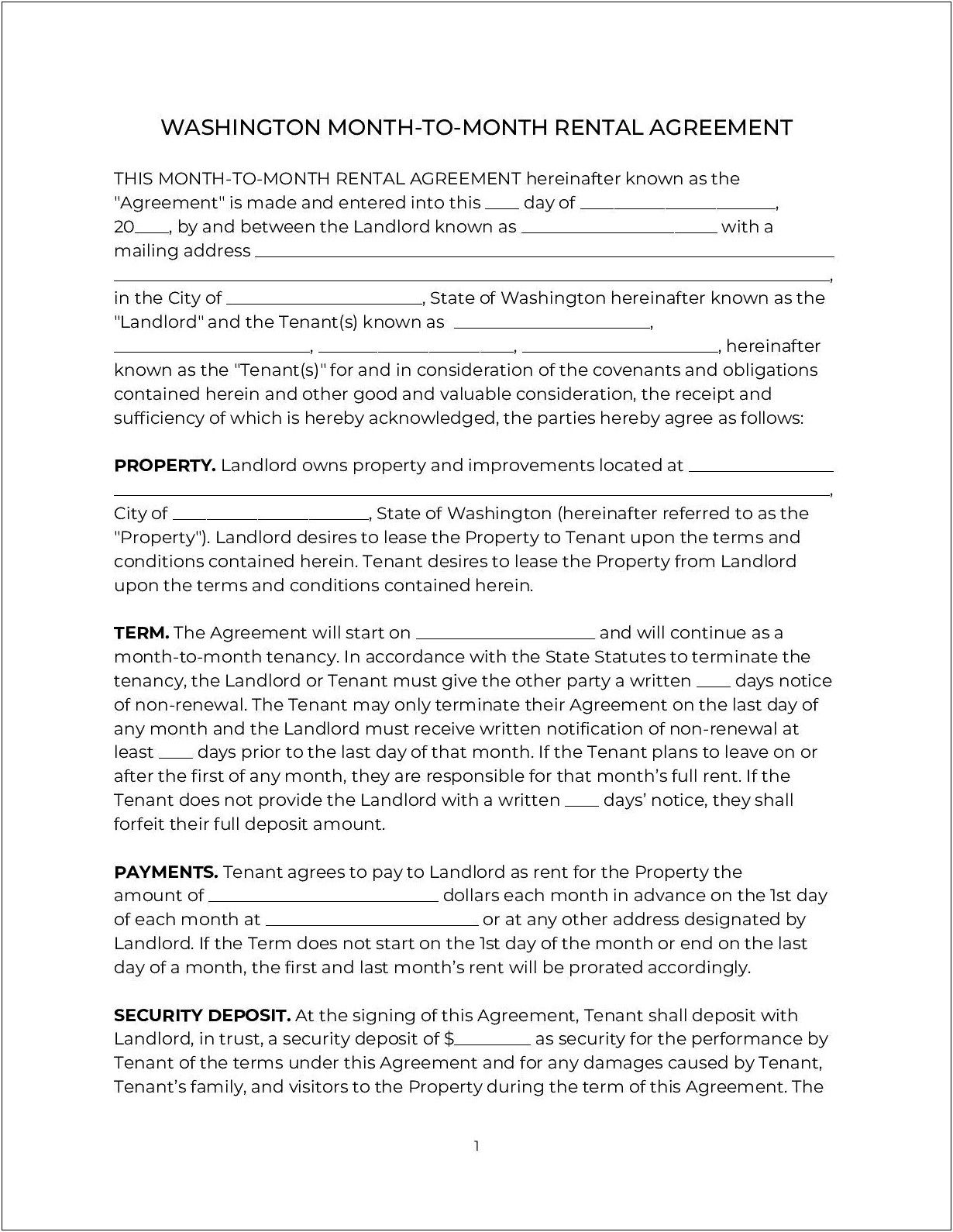 Commercial Lease Agreement Wa Template Free