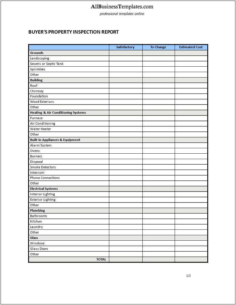 Commercial Property Inspection Report Template Free