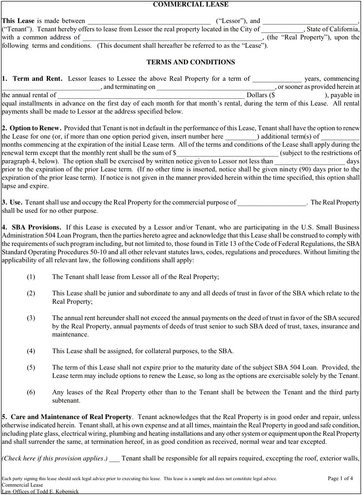 Commercial Tenancy Agreement Template Uk Free