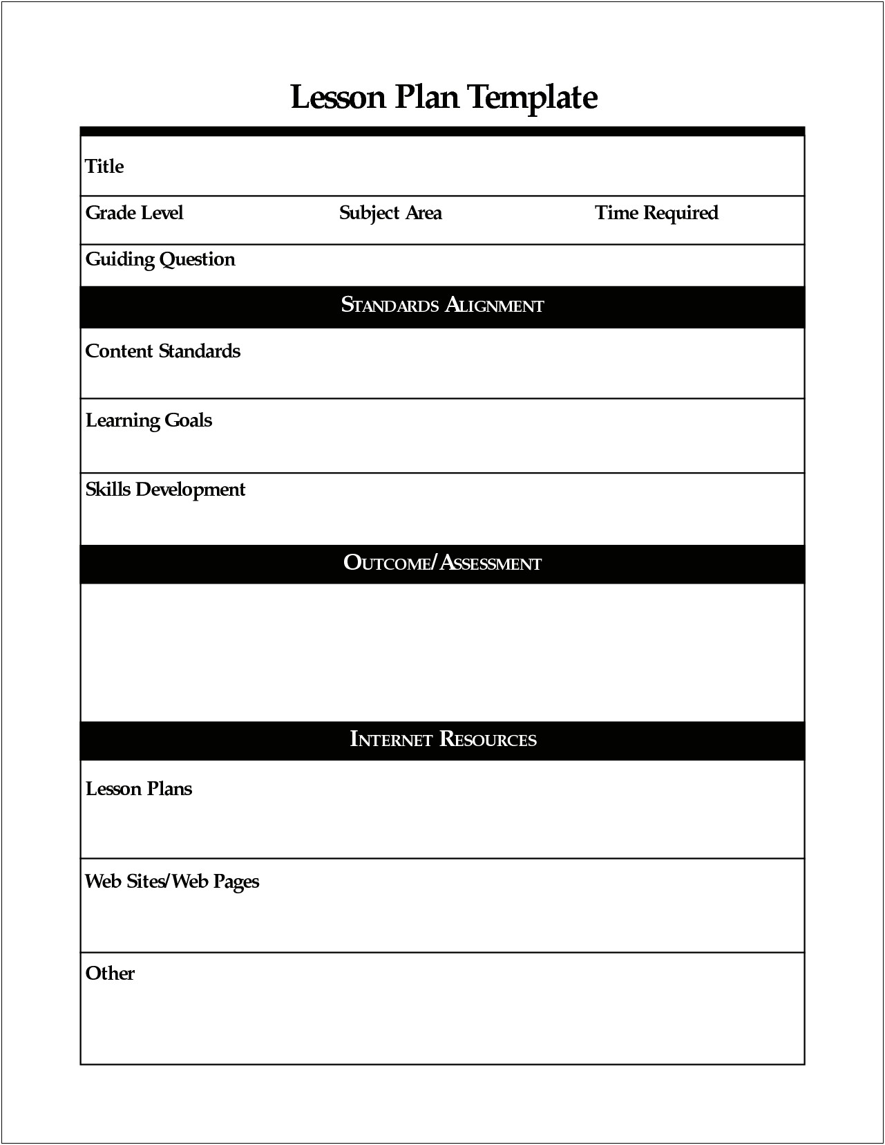Common Core Lesson Plan Word Doc Templates Free