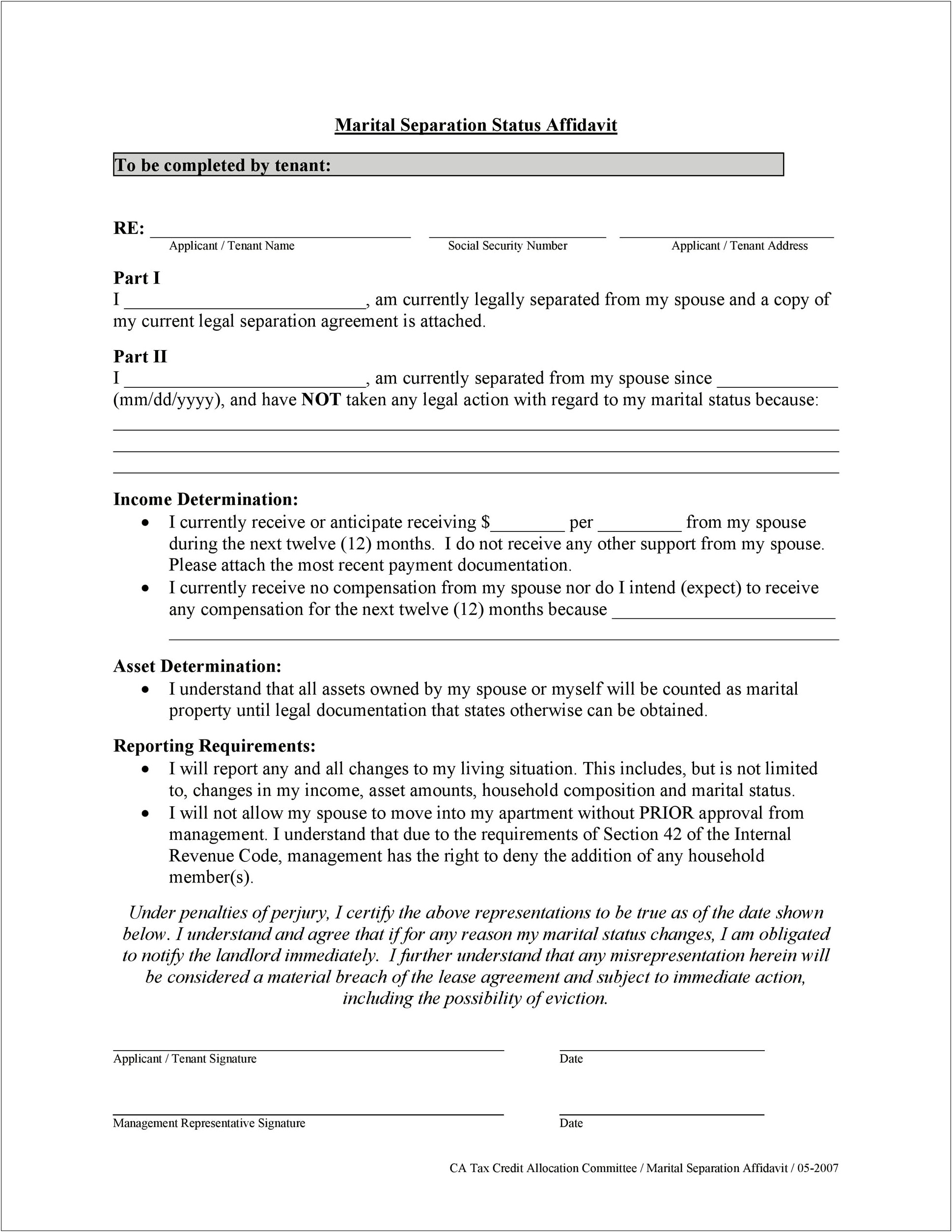 Common Law Separation Agreement Template Free