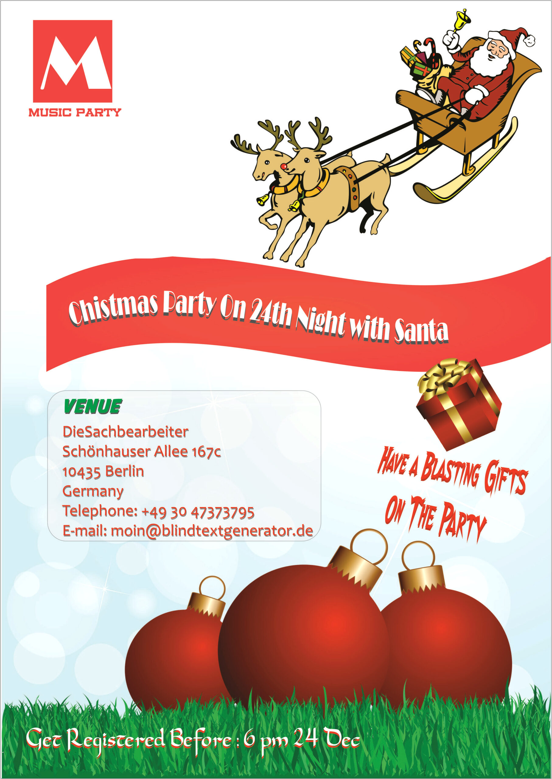 Company Christmas Party Flyer Template Free