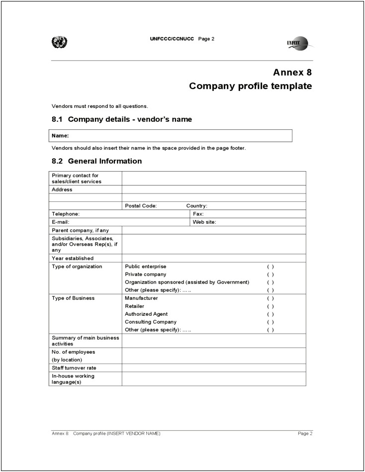 Company Profile Sample Template Free Download