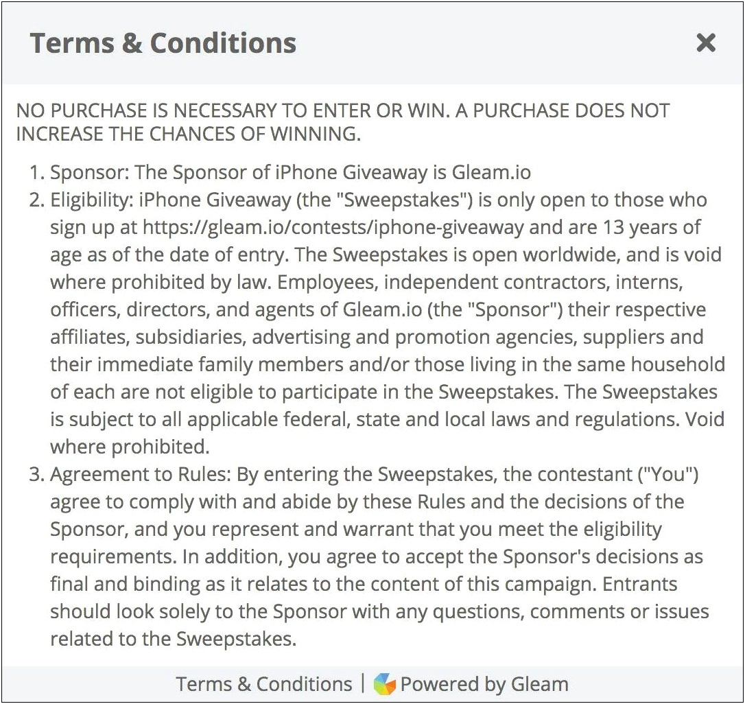 Competition Terms And Conditions Template Australia Free