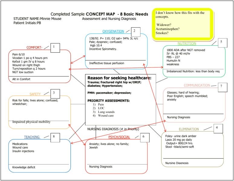 Concept Map Template Free Nursing Study Diseases