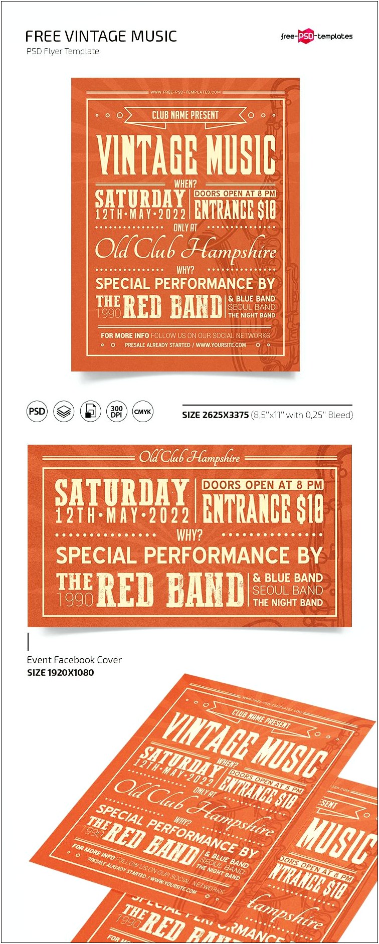 Concert Poster Template Psd Free Vintage