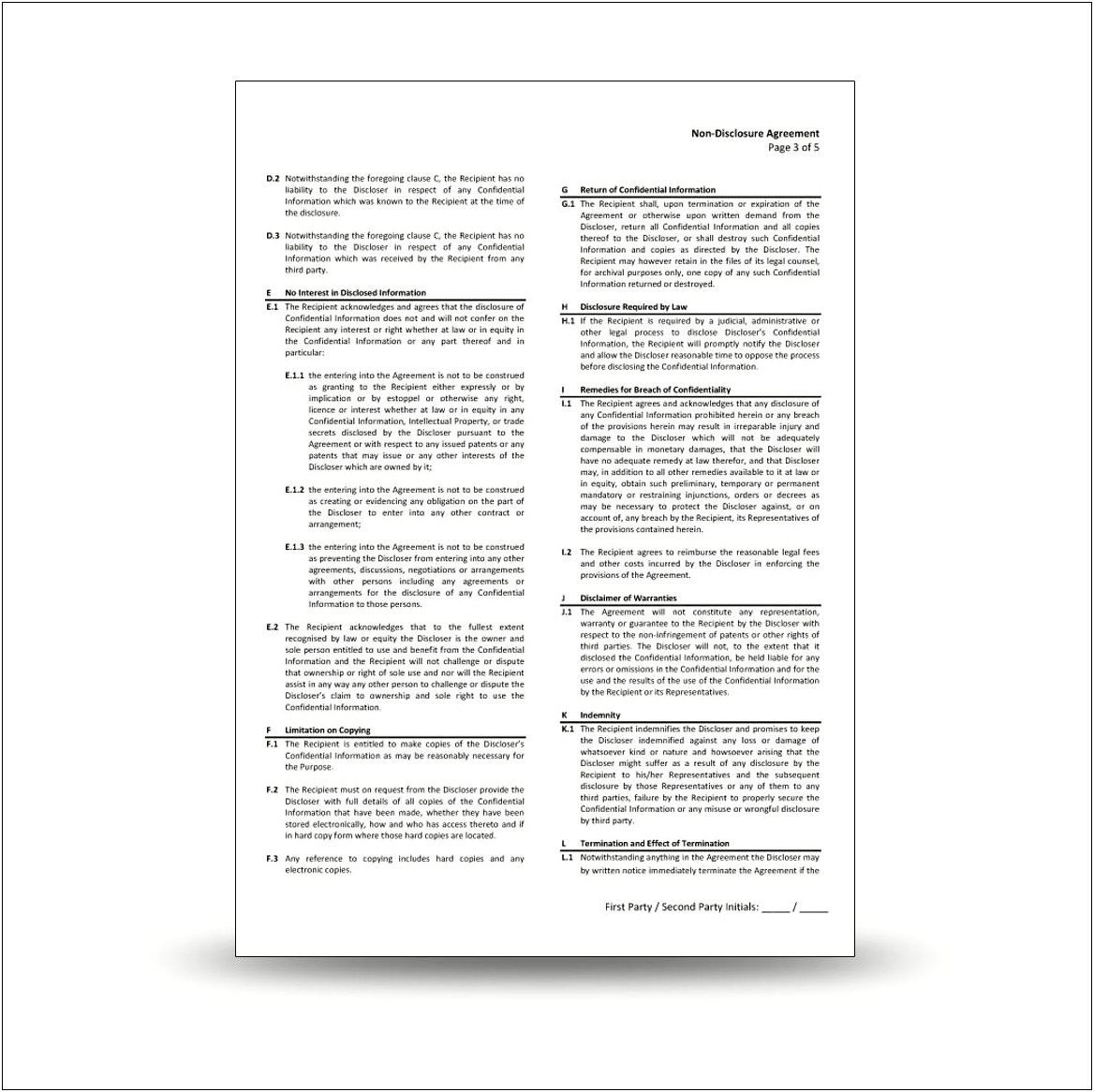 Confidentiality Agreement Template South Africa Free