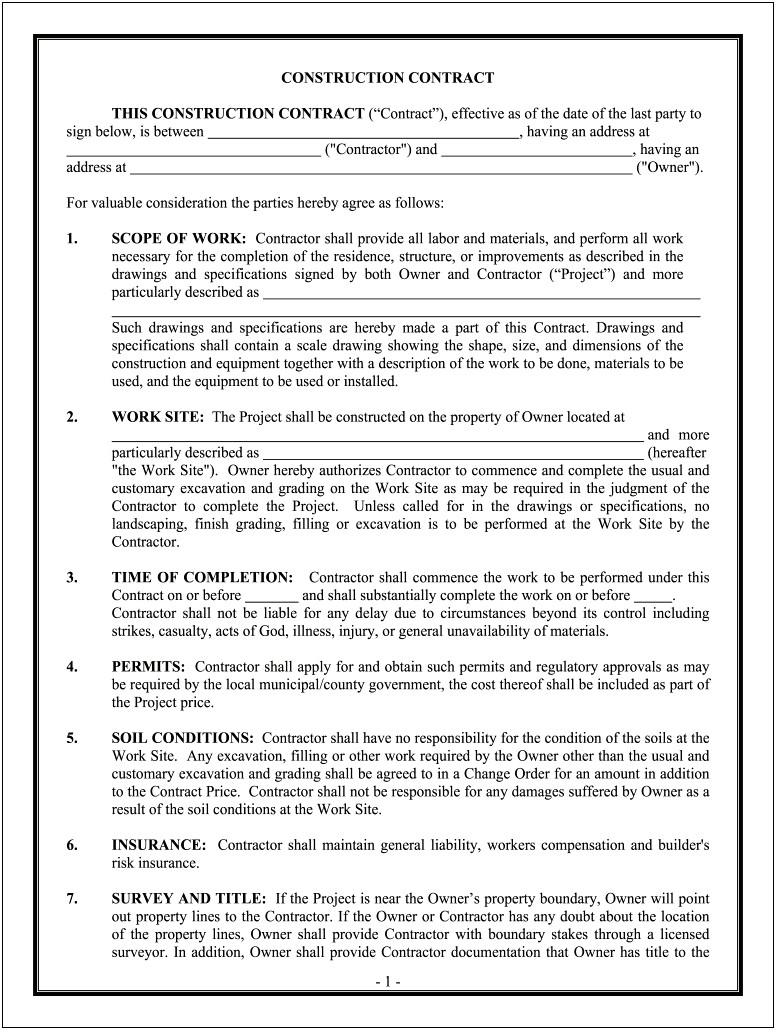 Construction Change Order Form Free Template