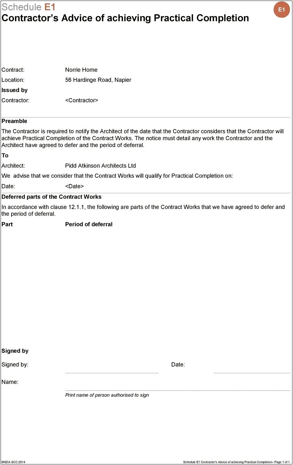 Contractor's Certificate Of Completion Template Free