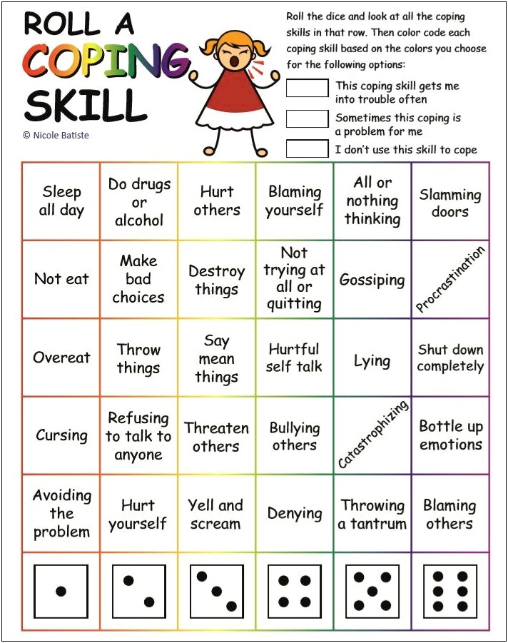 Coping Skills Board Games Template Free