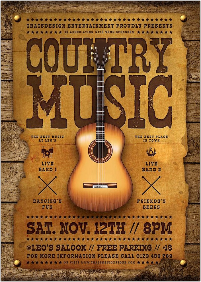 Country Night Western Flyer Template Free Download