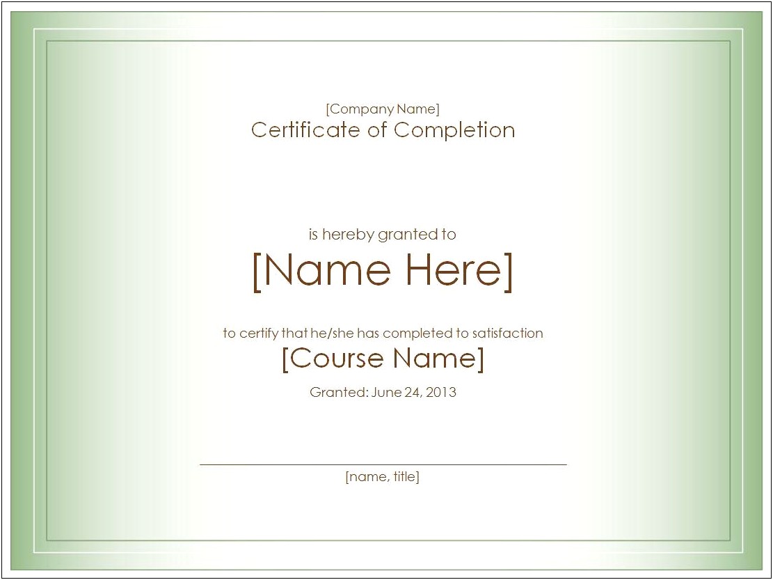 Course Completion Certificate Template Free Download