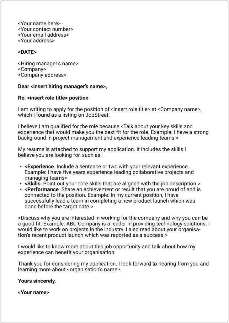 Cover Letter Job Application Templates Free