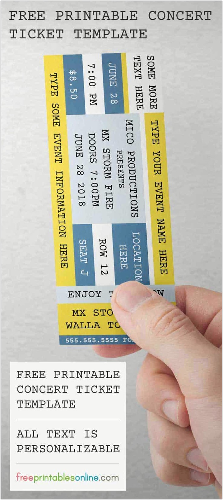Create A Concert Ticket Template Free