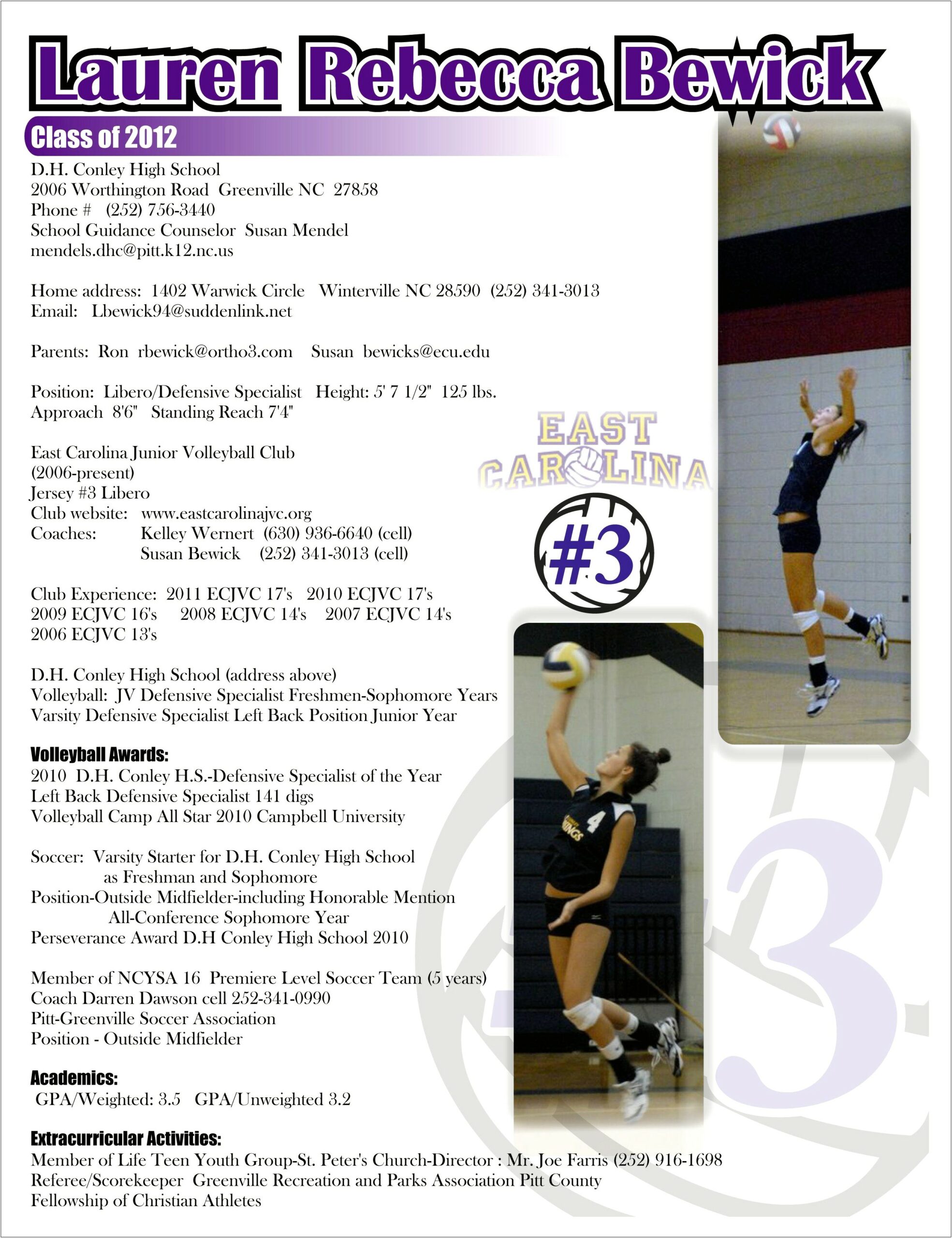 Create A Sports Player Profile Template Free Volleyball