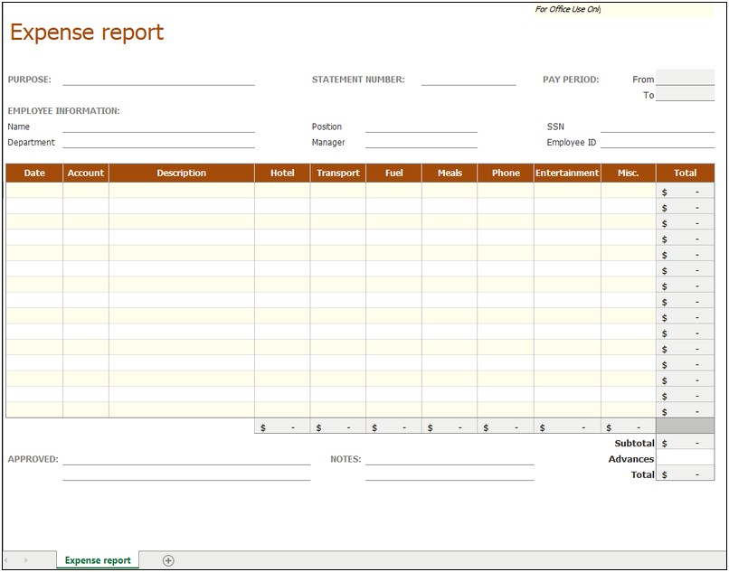 Create An Expense Report For Free Template