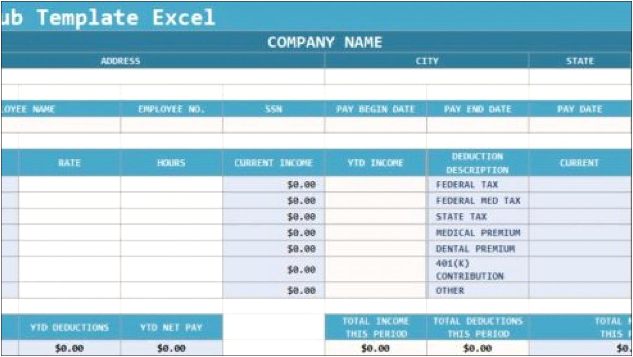 Create Free Pay Stub Template Excel Download