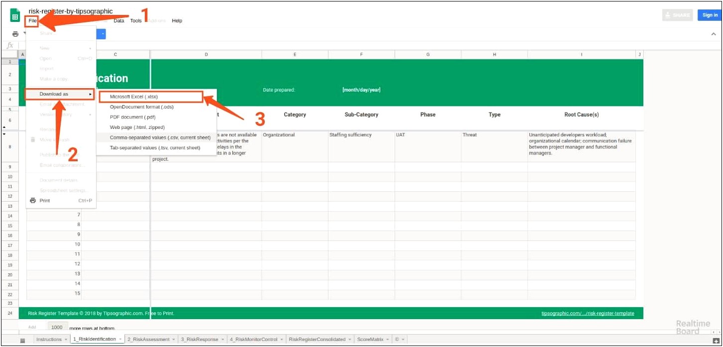 Creating A Risk Register A Free Excel Template