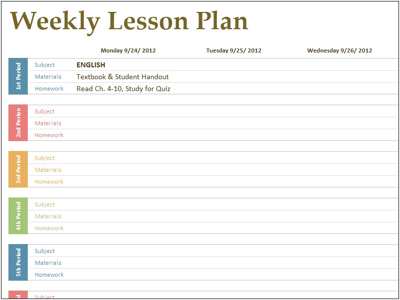 Curriculum And Lesson Plan Template Free