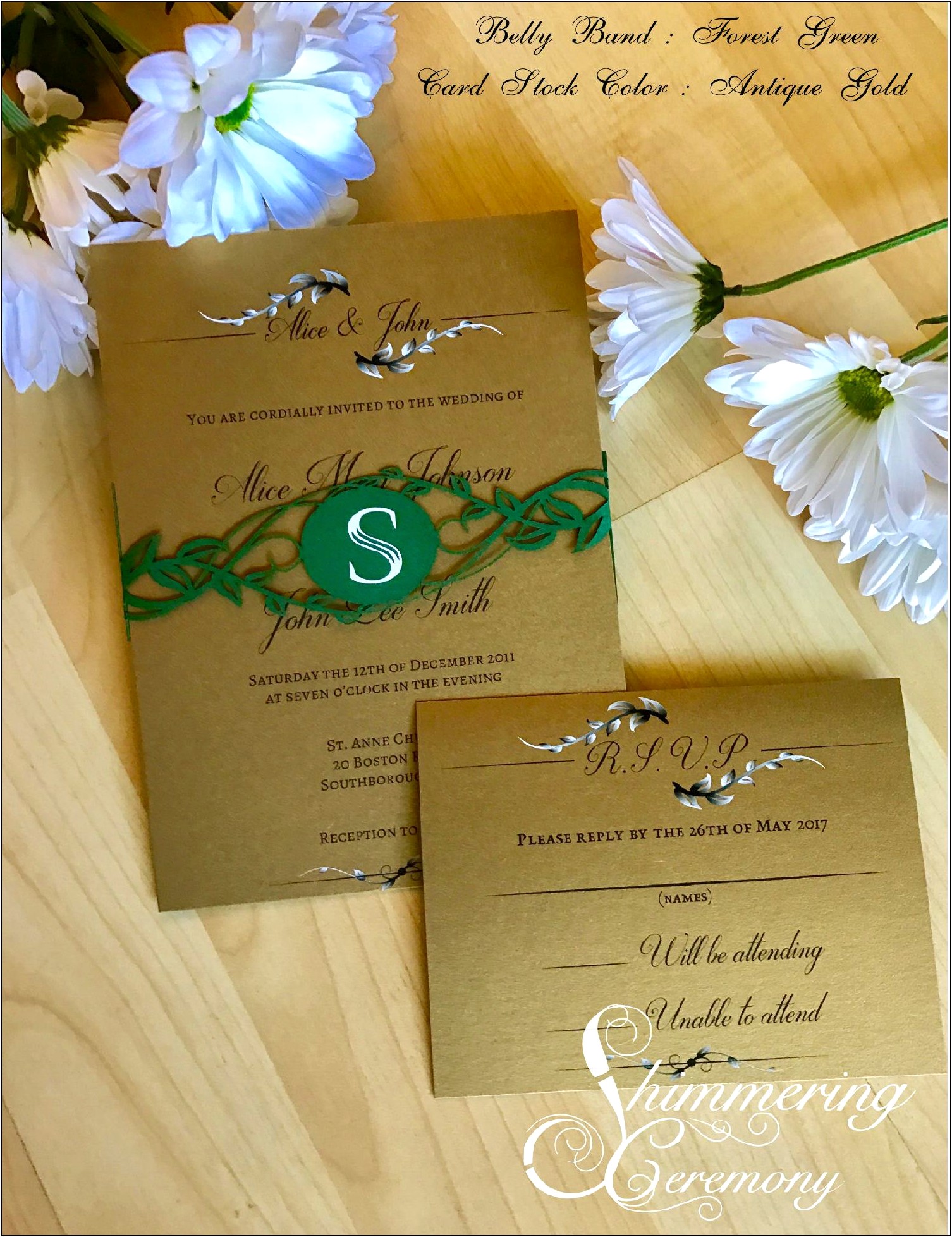 Custom Belly Bands For Wedding Invitations