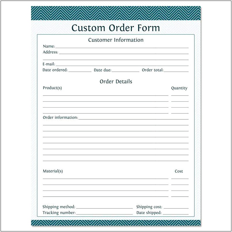 Custom Paper Order Form Template Free