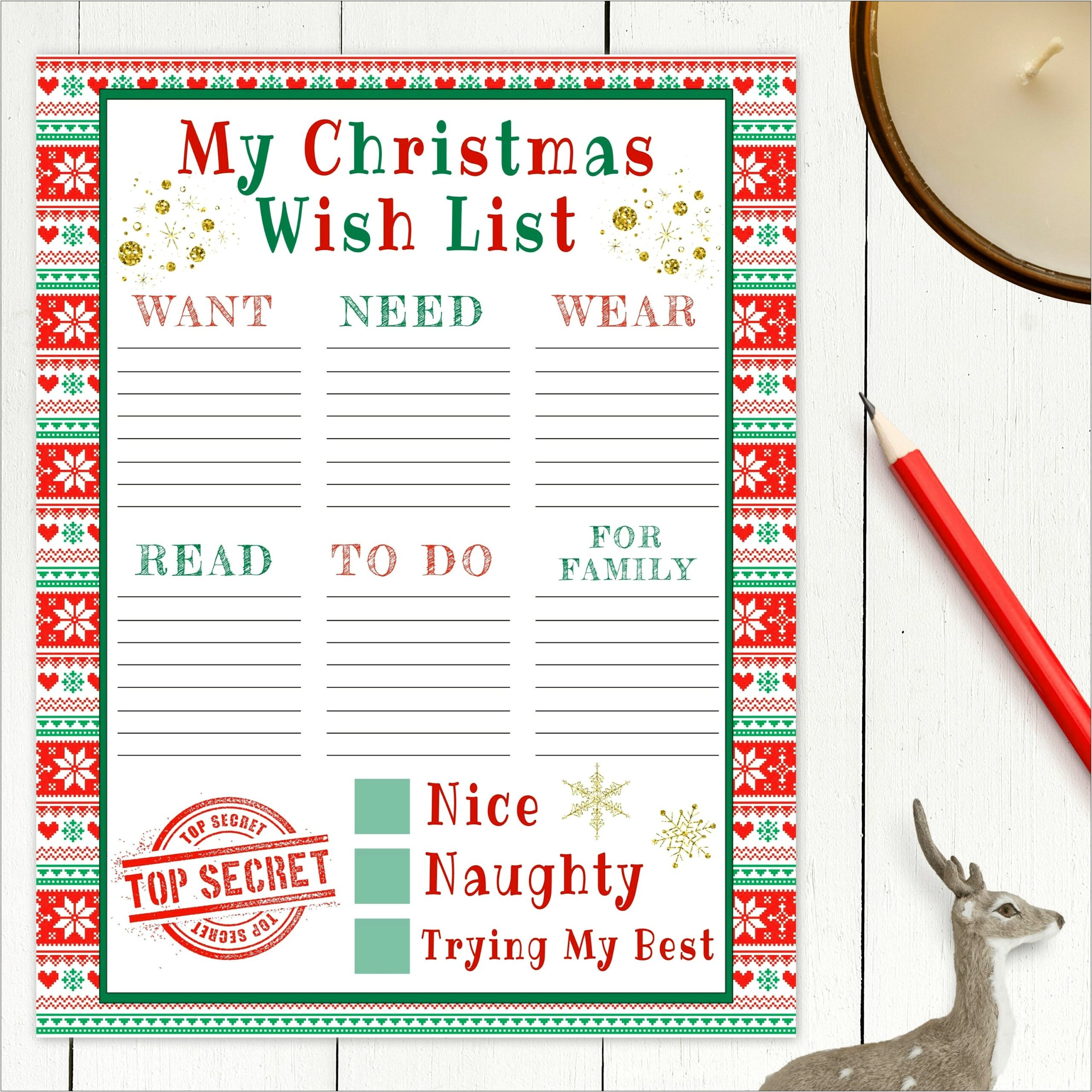 Cute Christmas Wish List Template Free Printable