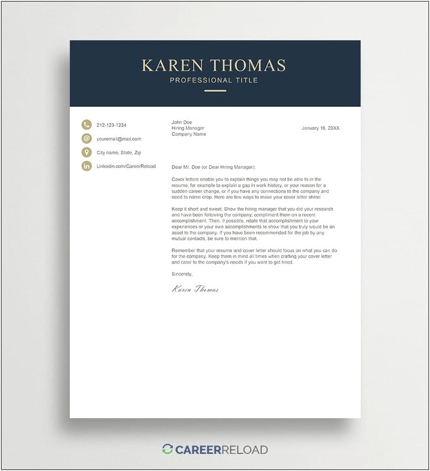 Cv Cover Letter Template Free Download