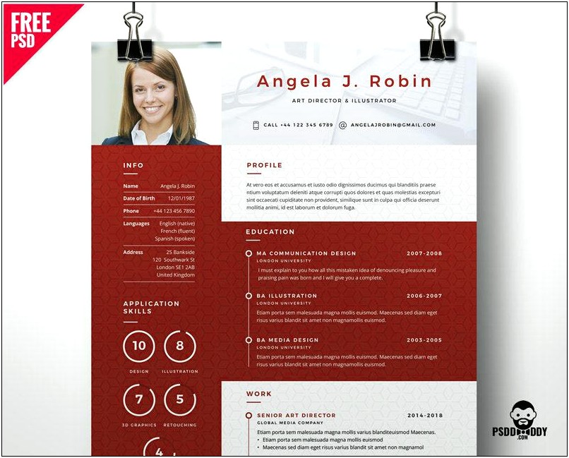Cv Format Template Psd Free Download