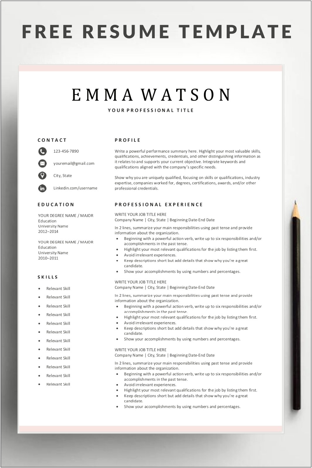 Cv Template With Photo Download Free