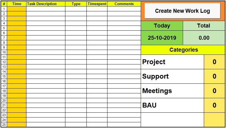 Daily Activity Log Template Excel Free Download