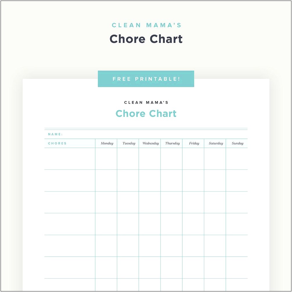 Daily Chore Chart Template Printable Free
