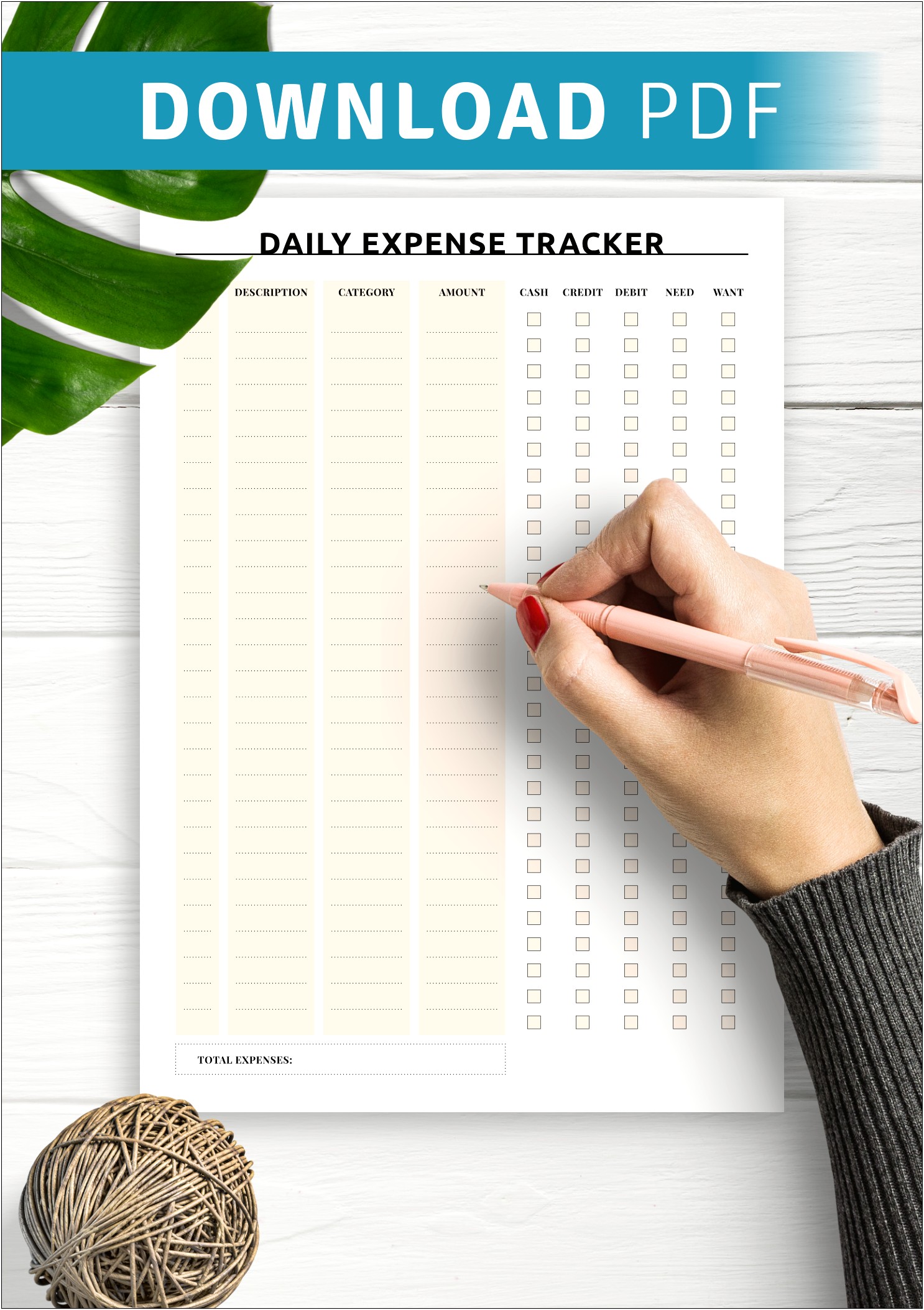 Daily Expense Tracker Template Free Printable