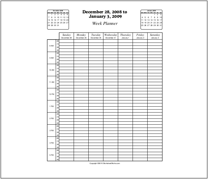 Daily Hourly Schedule Template Word Free