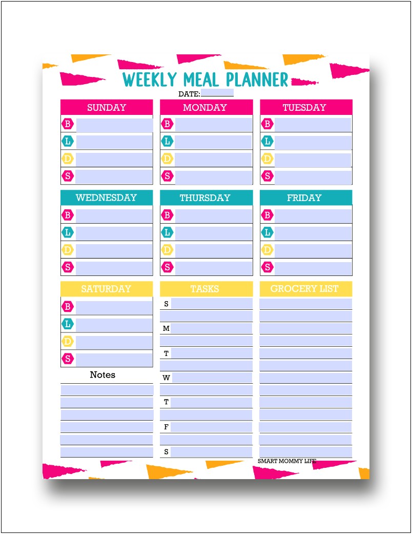 Daily Meal Planner Template Free Pdf