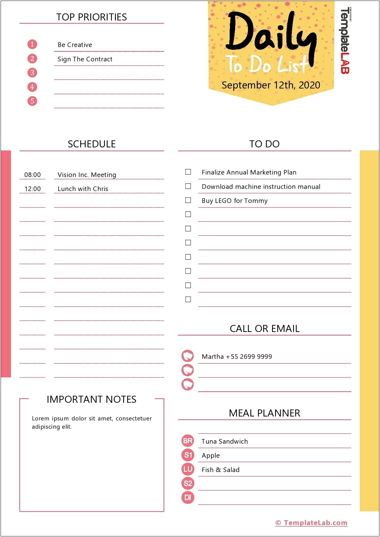 Daily To Do List Template Excel Free