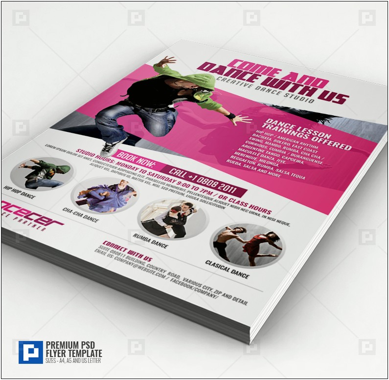 Dance Studio Brochure Template Free Download
