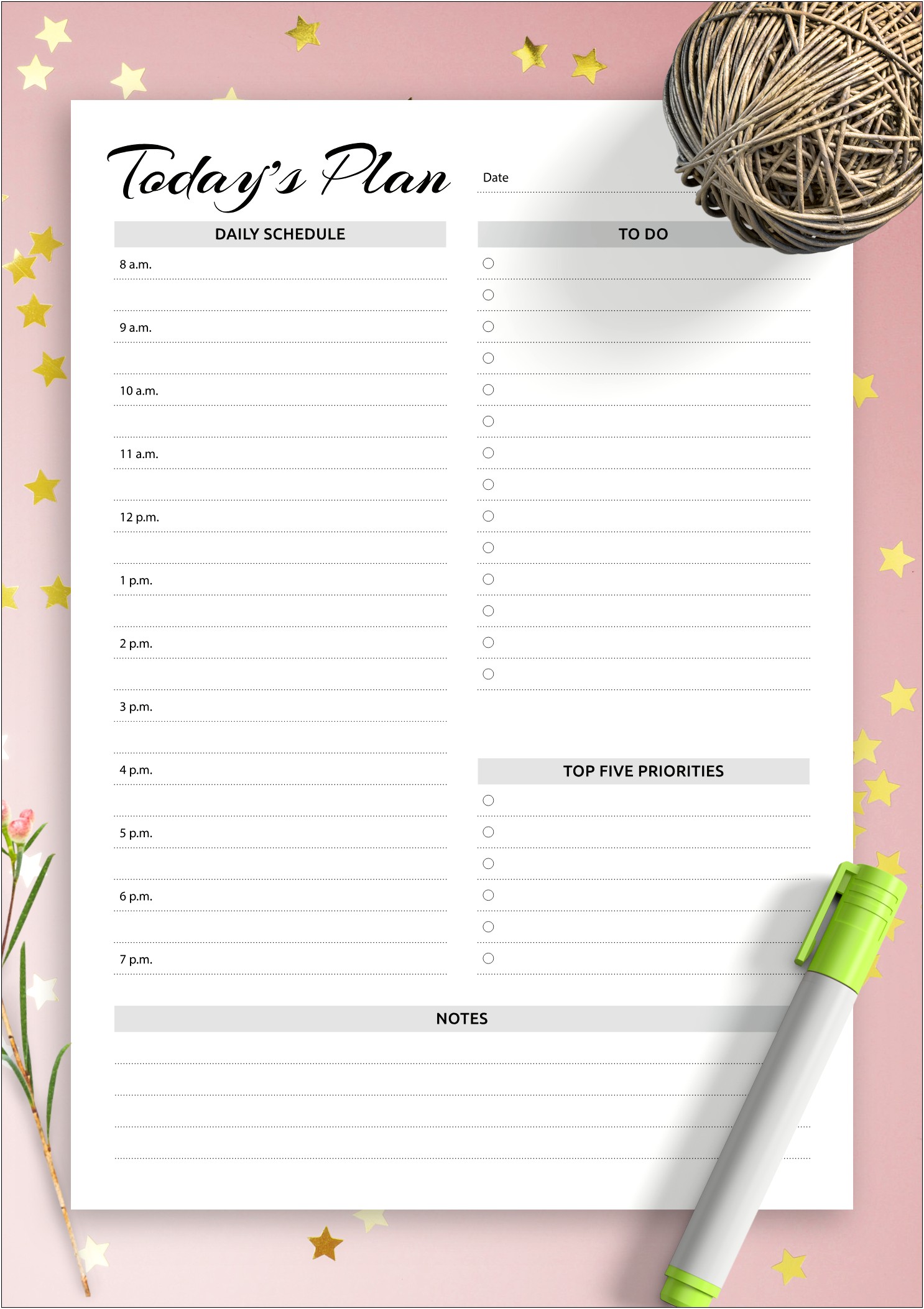 Day Planner By Hour Template Free