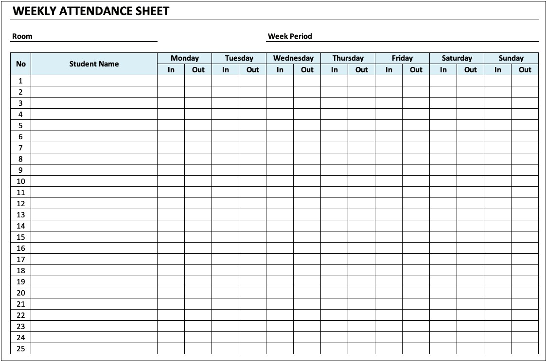 Daycare Sign In Sheet Template Free