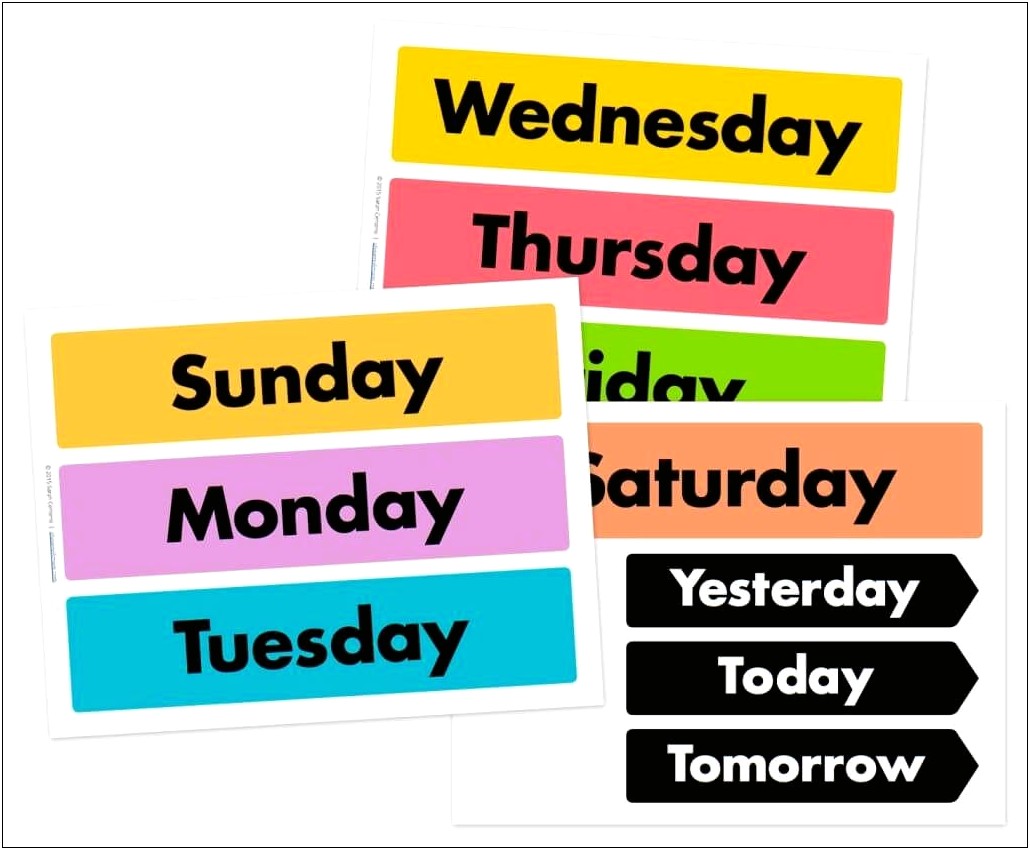Days Of The Week Template Free