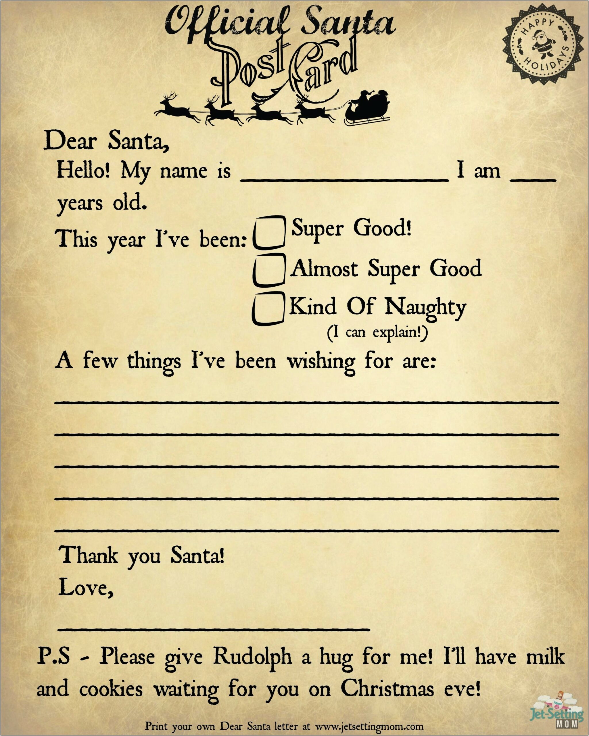 Dear Santa Letter Template Free Print God Bless