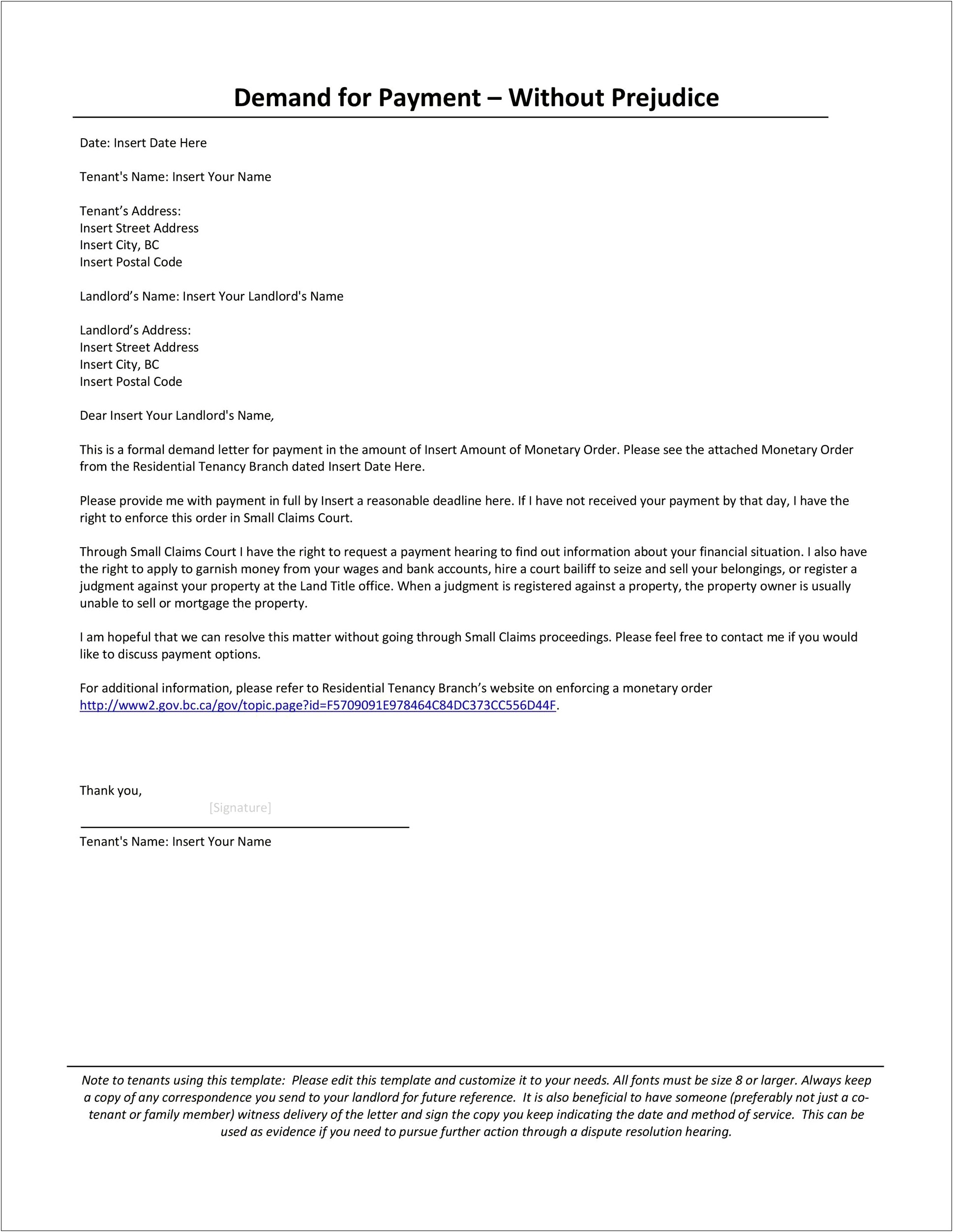 Demand For Payment Letter Nsf Template Free