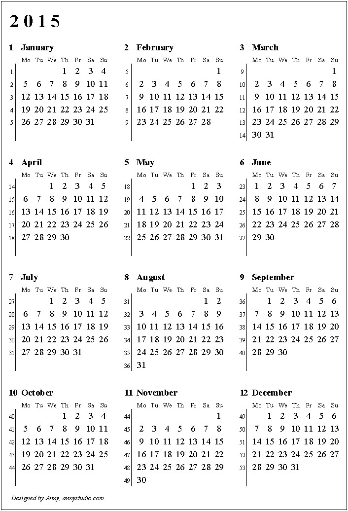 Desk Pad Calendar 2016 Template Free