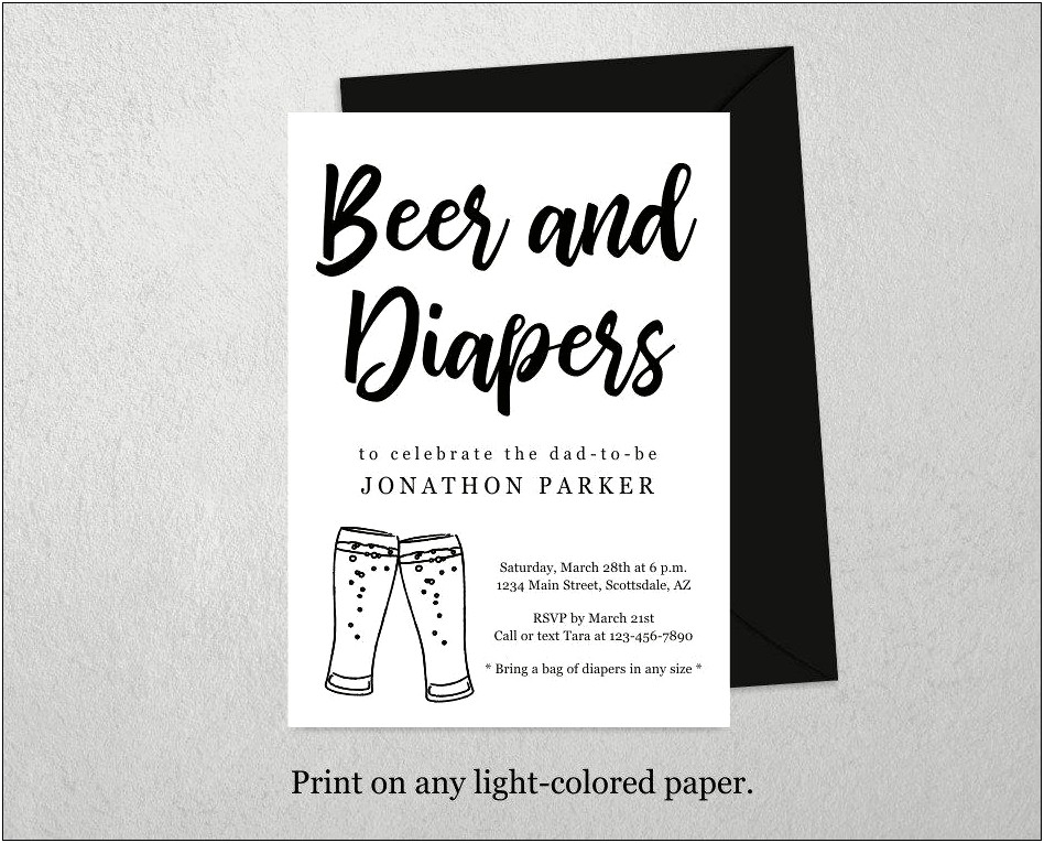 Diaper And Beer Party Invitation Template Free